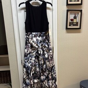 Elegant Black and Floral High Low Dress